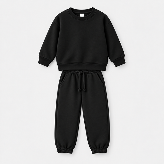Black Sweatshirt & Jogger Set