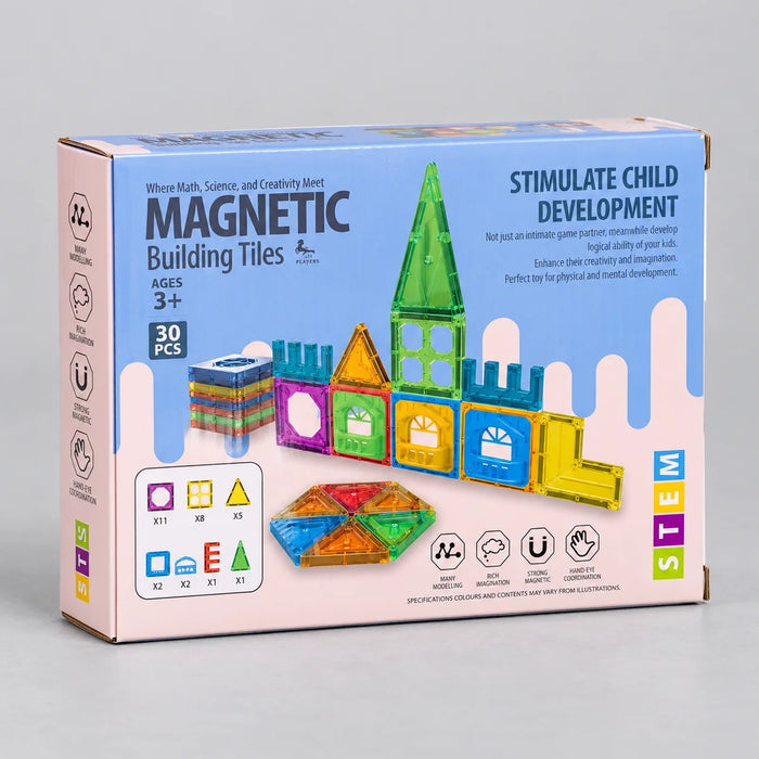 30-piece magnetic building tiles set retail box