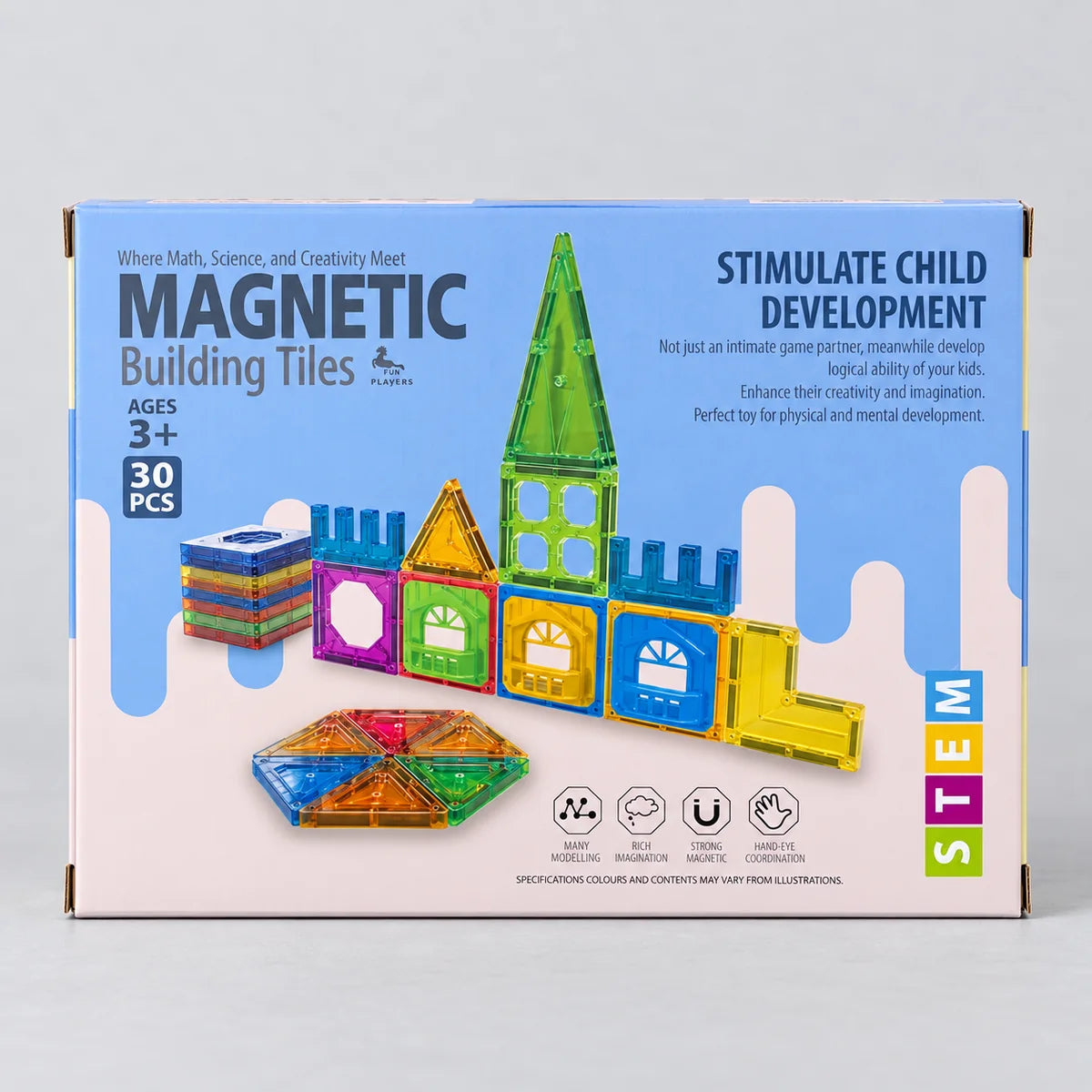 30-Piece Magnetic Building Tiles Set