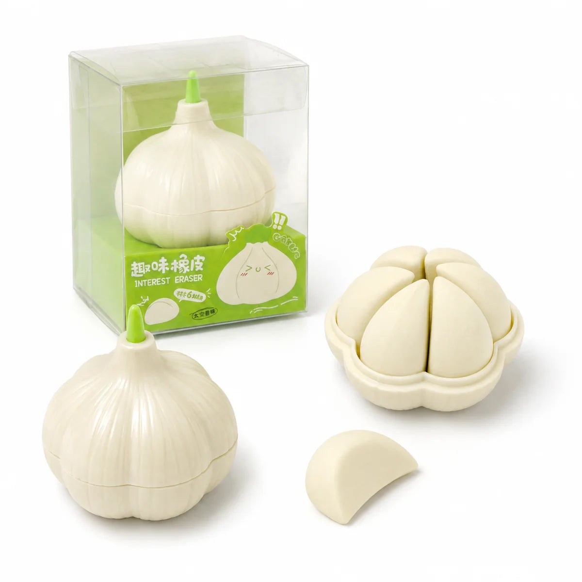 Creative Garlic-Shaped Eraser Set