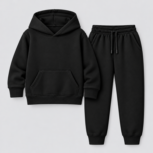 Kids Black Hoodie & Jogger Set