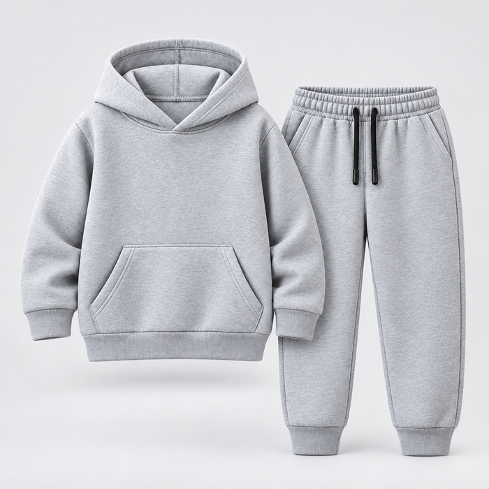 Light grey hoodie with matching drawstring joggers