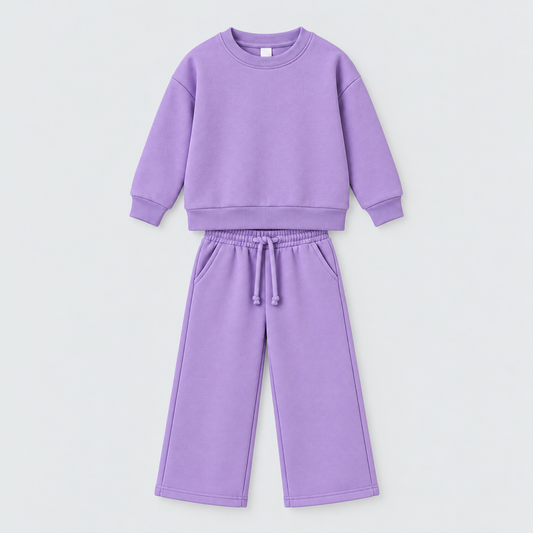 Lavender Sweatshirt & Wide-Leg Trouser Set