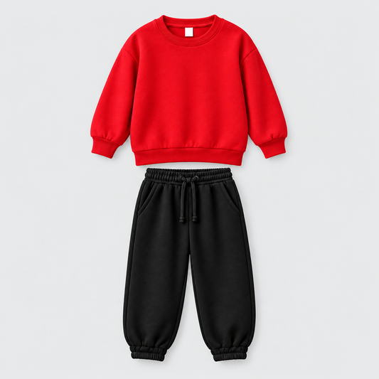 Red Sweatshirt & Black Jogger Set