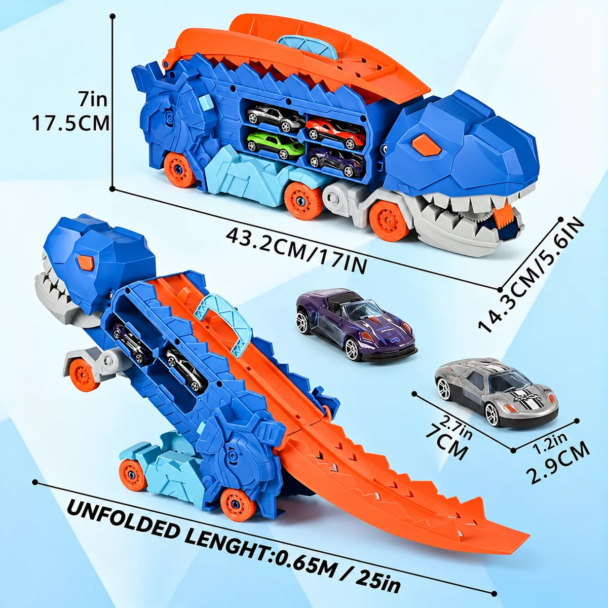 2in1 Foldable Dinosaur Truck - 2Pcs Cars