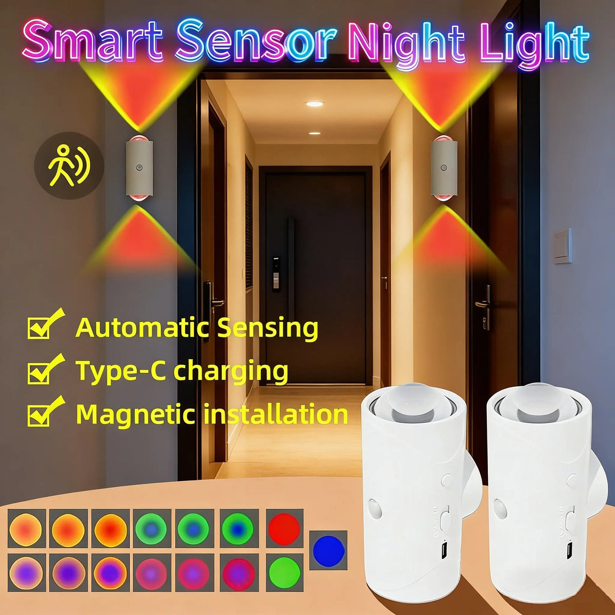 Magnetic RGB Motion Sensor Night Light